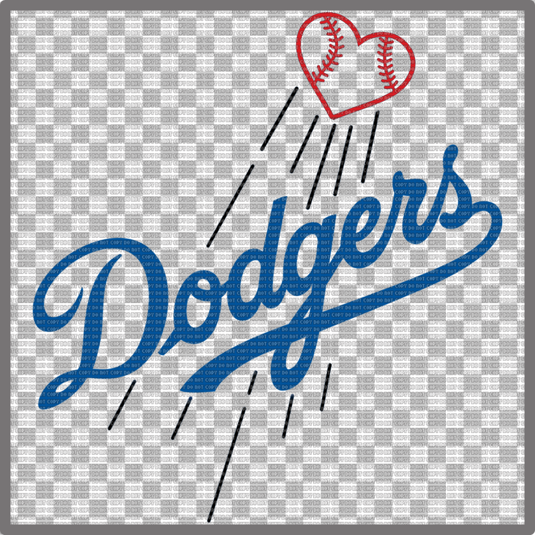 DODGERS BASEBALL HEART DTF TRANSFER