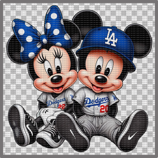 DODGERS BASEBALL MICKEY AND MINNIE DTF TRANSFER